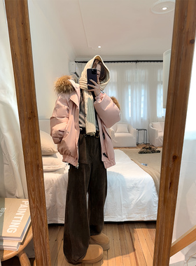 【现货4折】咖喱汤汤TGL【特色面料】复古加厚直筒阔腿休闲裤女冬