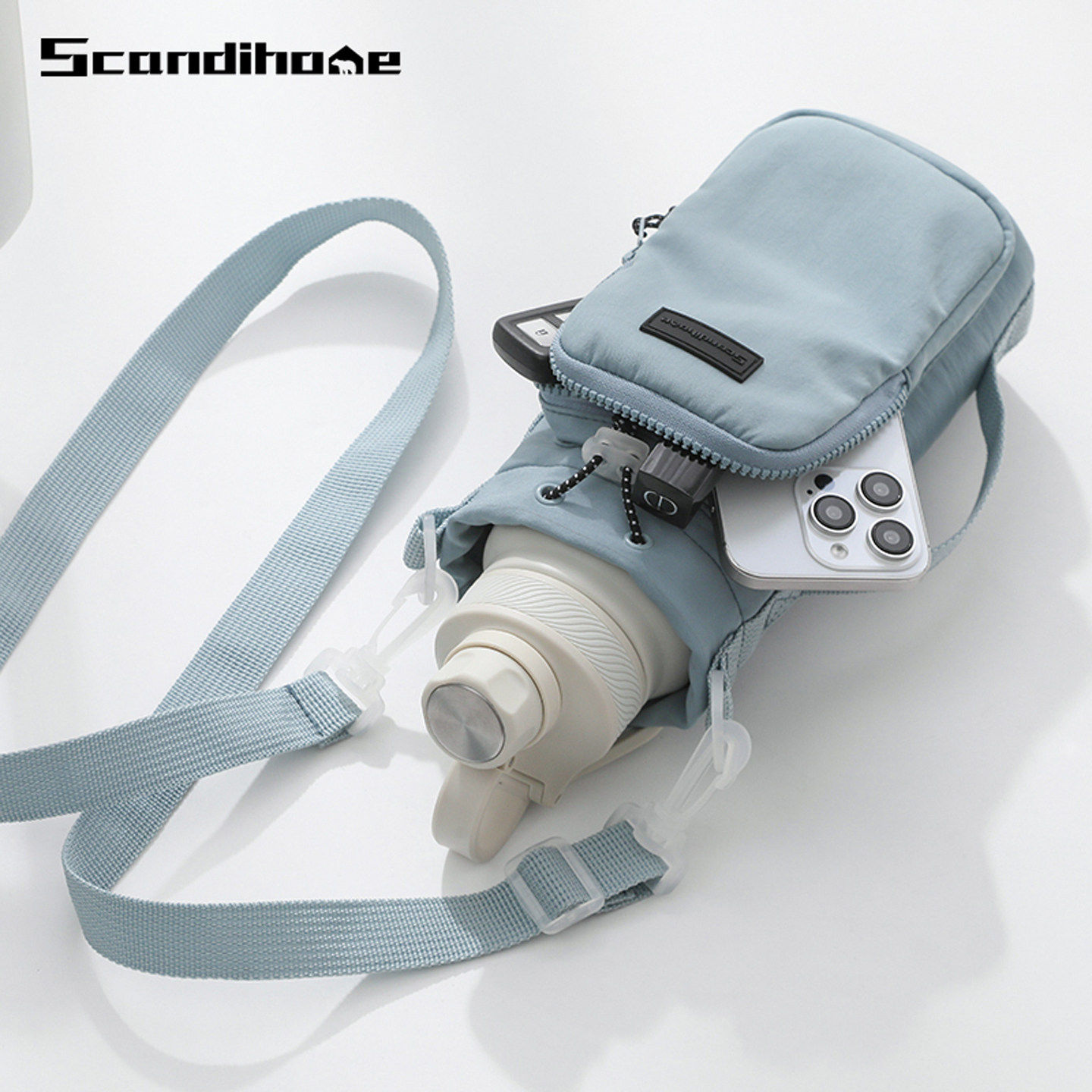 户外水杯收纳袋旅行斜挎水壶包便携手提多功能保温杯保护套手机包