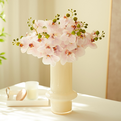玐玖琦珥保湿手感彷真花稚雯蝴蝶兰假花彷真花摆设短枝餐桌花摆花