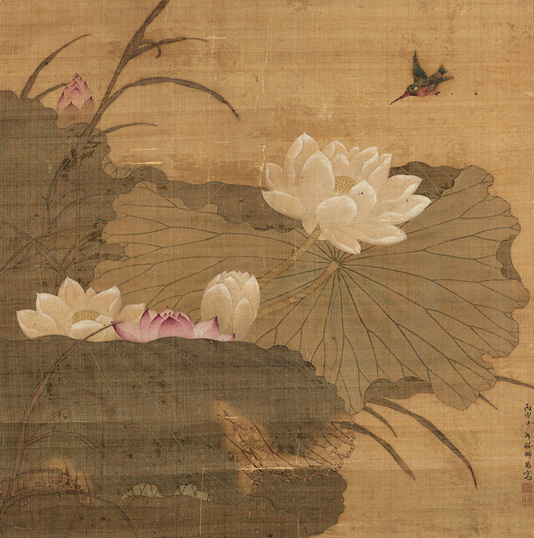 清孙师昌荷花图艺术微喷复制画仿古画国画工笔画临摹画稿装饰画