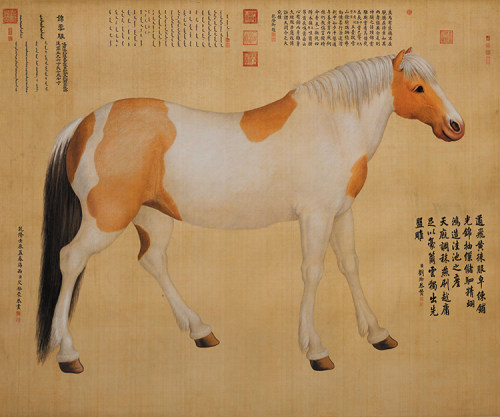 艾启蒙锦云骓国画马工笔画艺术微喷打印复制画绢画高清装饰画