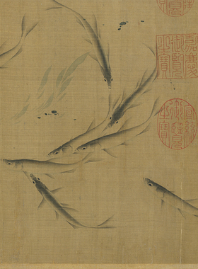 宋范安仁鱼藻图一比一复制画