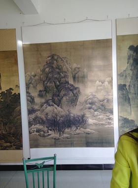 宋代山水名画范宽雪景寒林图微喷复制画绢画仿古画临摹画稿装饰画
