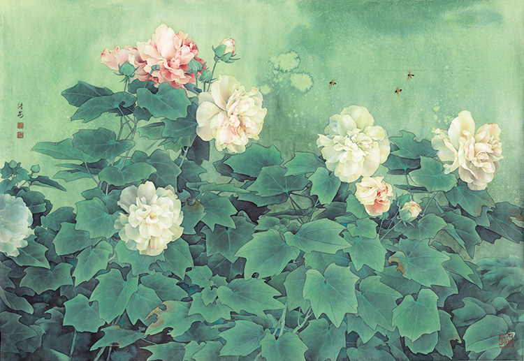 邹传安国画婷婷风韵胜春华工笔画临摹画稿艺术微喷复制画装饰画