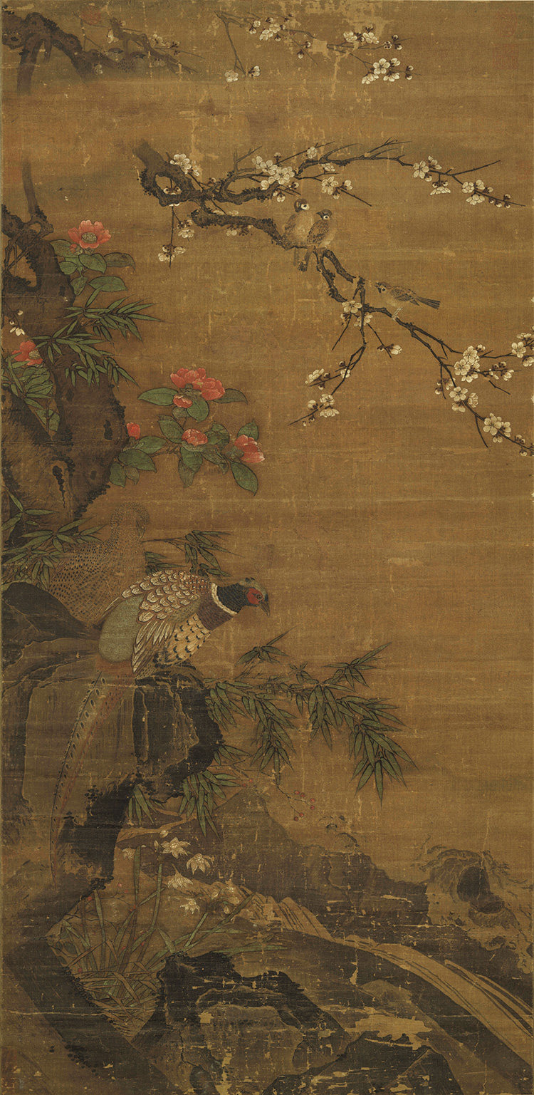 南宋鲁宗贵春韶鸣喜图国画花鸟复制画仿古画微喷打印绢布画心