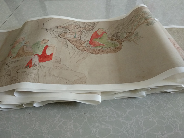 明吴彬临李公麟五百罗汉图卷佛画人物长卷艺术微喷复制画国画