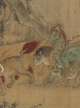 明佚名山海百灵图国画走兽宣纸复制品字画仿古画艺术微喷画稿