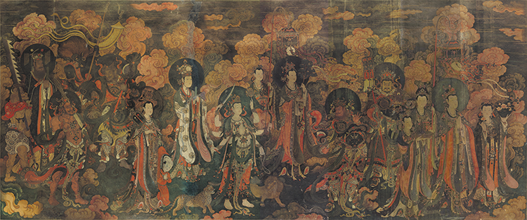 宣纸微喷打印复制画人物画法海寺壁画帝释梵天西国画横幅装饰画