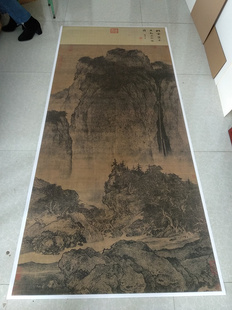 范宽溪山行旅图仿古宋画一比一复制画绢画高清临摹画稿客厅装 饰画