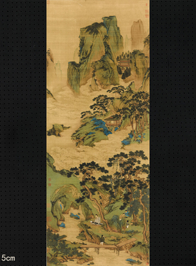 明仇英玉洞仙源图绢画名画真迹复制画山水条幅艺术微喷仿古装饰画