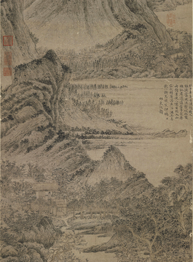 元王蒙花溪渔隐图-甲本国画山水台北故宫名画复制品字画宣纸画心