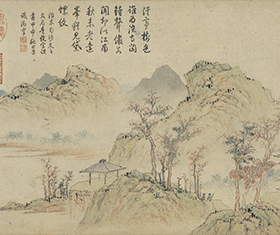 明陸治丹楓秋色图一比一复制品字画宣纸画心微喷打印客厅装饰