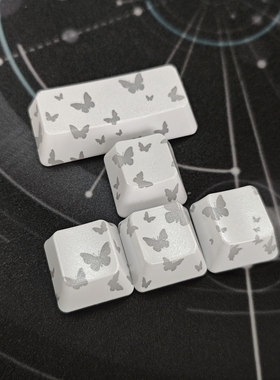 白色蝴蝶Enter键帽增补图案透光IMD键帽磁轴机械键盘帽无刻通用