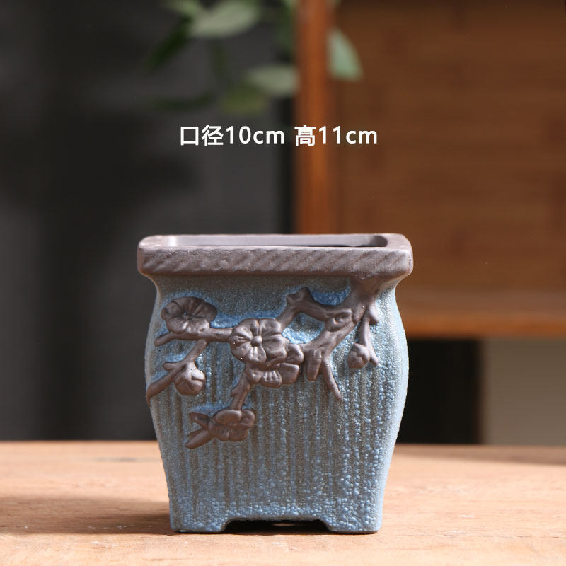 泡泡釉方形多肉花盆陶瓷特价简约家用阳台陶土粗陶花盘小陶盆清仓