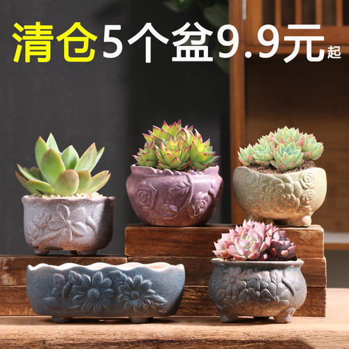 多肉花盆厂家直销清仓肉肉特价大小创意家用大口径控根陶土陶瓷盆