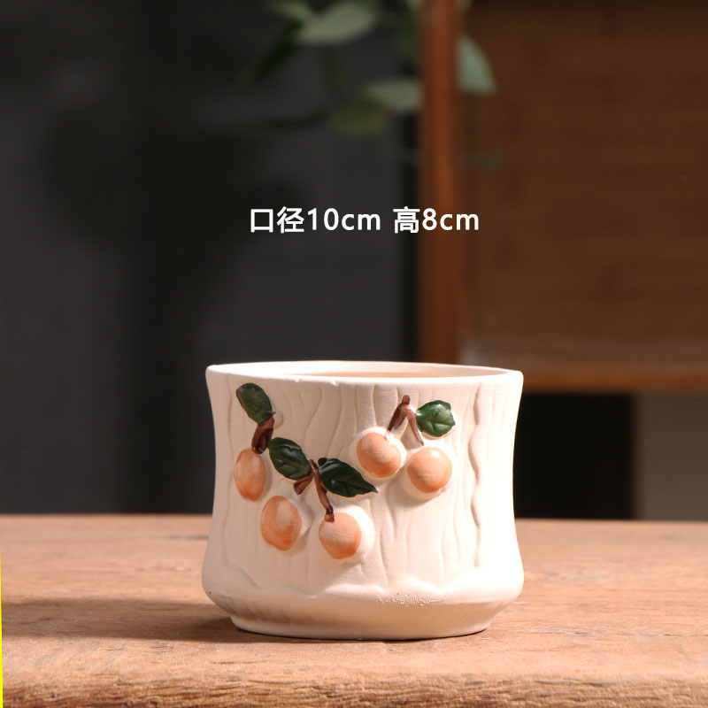 盛夏橘子多肉花盆陶瓷特价简约家用阳台陶土粗陶花盘小号陶盆清仓