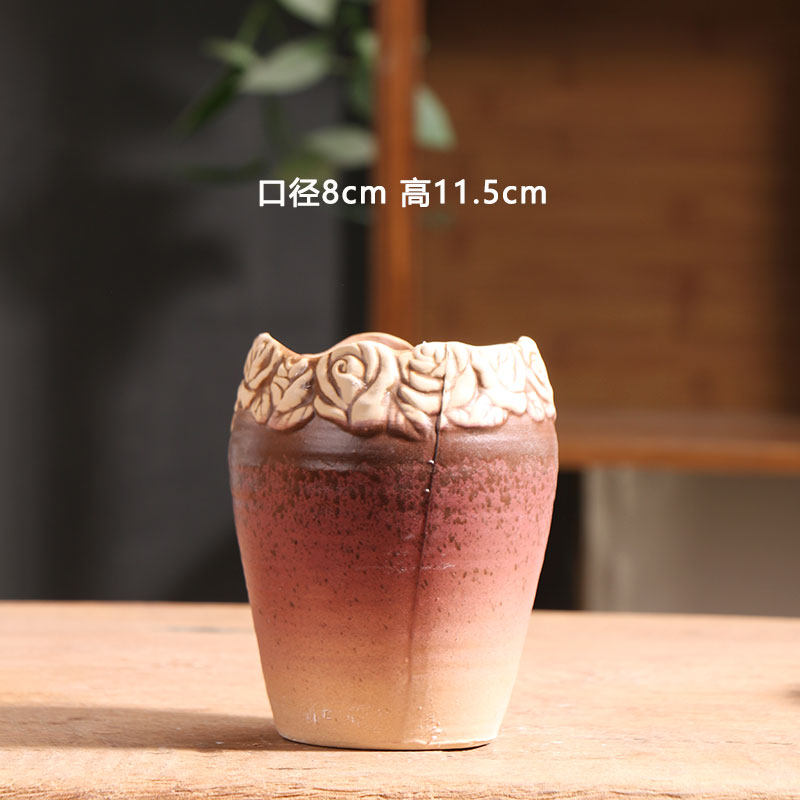 渐变老桩小号老桩多肉花盆陶瓷特价简约家用阳台陶土粗陶陶盆清仓