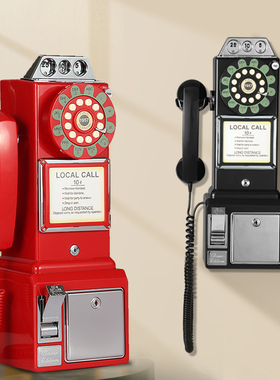 美国50年代复古风格电话机Retro Vtg payphone创意摆件相框存钱罐