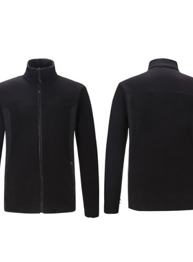 19抓绒衣内胆摇粒绒冬季防寒保暖上衣外穿可拆卸冲锋衣黑色内胆