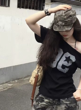 美式复古字母迷彩棒球帽软顶女小众春夏季宽帽檐显脸小百搭鸭舌帽