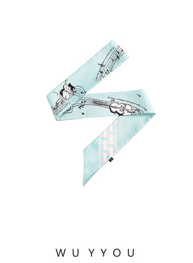 WUYYOU 原创春日三重奏春夏女双面桑蚕丝斜纹绸长条真丝发带绑包