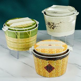 密胺餐具餐厅饭店盛饭桶摆摊饭碗打饭桶带盖双耳家用盛饭