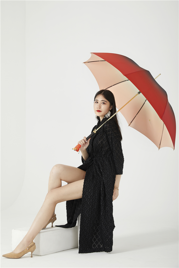 英国rainie双层火山红红狐狸长柄伞