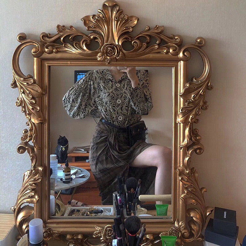 欧式复古化妆镜浴室镜玄关壁挂镜卫浴镜公主风摄影拍摄装饰自拍镜