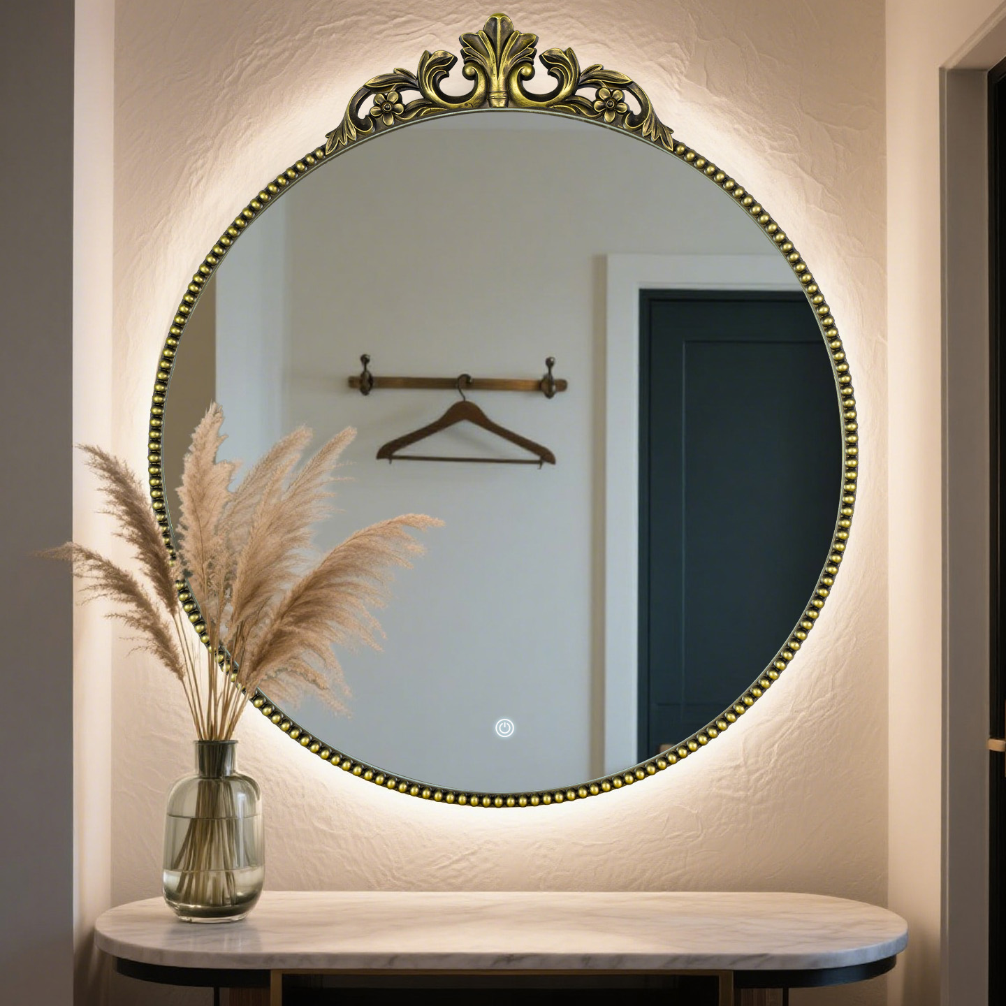 2025新款浴室镜金属雕花复古镜子化妆镜梳妆台卫生间挂墙装饰镜