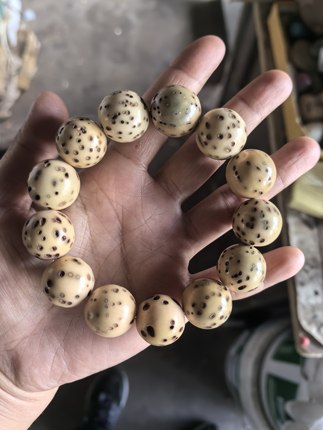 千眼原果打磨单圈手串高密文玩手串原生态佛珠正圆男款果老果包绿