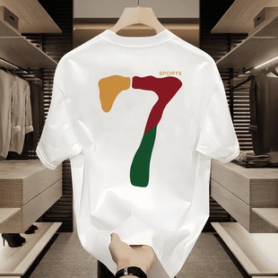 印花潮牌休闲男装 特大码 上衣 新款 T恤男夏季 300斤美式 7号纯棉短袖