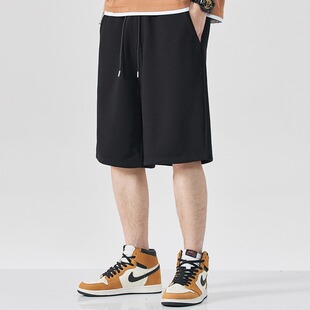 男士 裤 百搭短裤 黑色潮牌男装 子夏 宽松直筒休闲潮流运动五分裤 大码