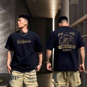 潮牌重磅高街半袖 加肥加大码 夏季 T恤男款 上衣 300斤纯棉高级感短袖