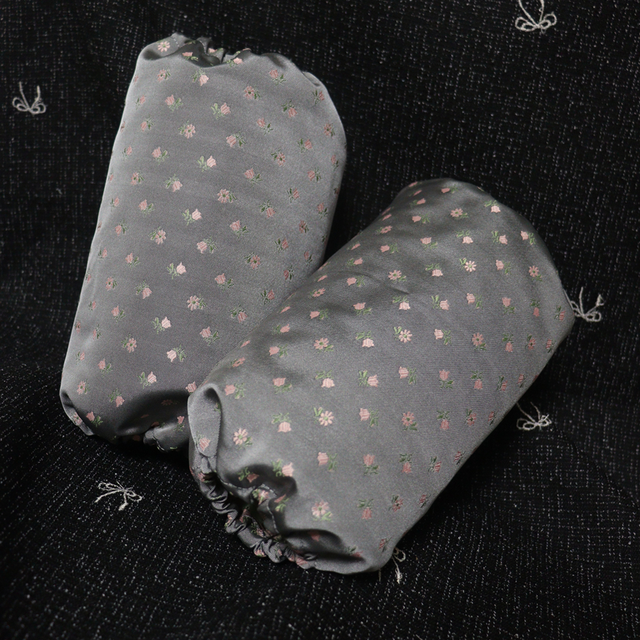 秋冬国风织锦缎羽绒服防污袖套 复古碎花加宽护袖 女士办公袖头套