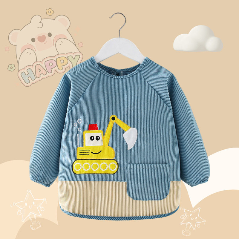 儿童罩衣防水纯棉宝宝吃饭反穿衣婴幼儿园工程车挖掘机推土车围兜,童装/婴儿装/亲子装,反穿衣/罩衣,淘宝优惠券,粉丝福利购,淘宝优惠卷