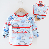 儿童罩衣防水宝宝长袖 反穿衣小孩汽车消防车工程车围兜婴幼儿罩衣