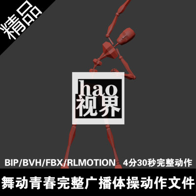 BIP全国第三套青少年广播体操舞动青春动作数据FBX/BVH/RLMOTION