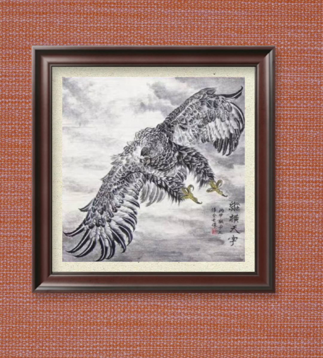 中堂玄关办公室装饰画大展宏图雄鹰纯手工手绘壁挂毯