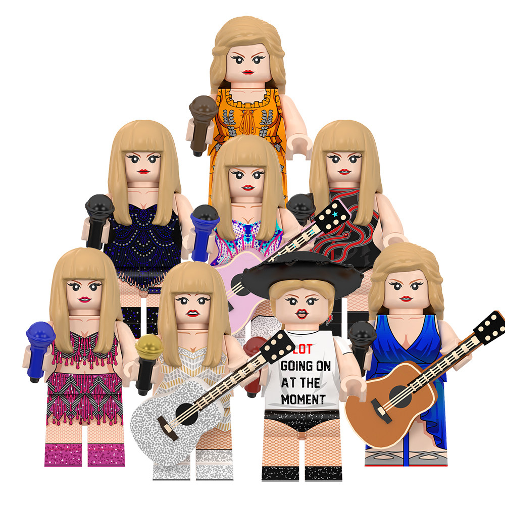 中国积木明星名人系列泰勒霉霉歌唱家益智小型拼插积木儿童玩具