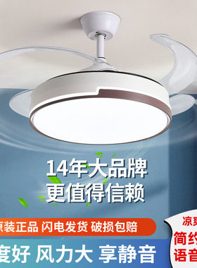 隐形风扇灯大风力吊扇灯现代简约卧室客厅餐厅电风扇吊灯家用变频