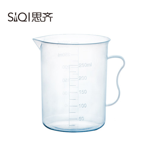 塑料烧杯带把式带刻度轻便半透明