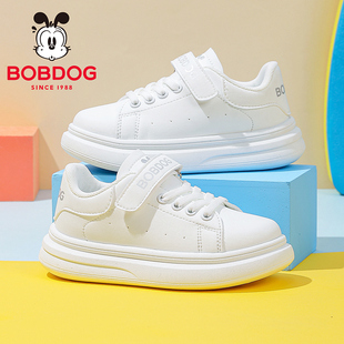 巴布豆童鞋儿童白色低帮板鞋春学生校园小白鞋2026新款男童运动鞋