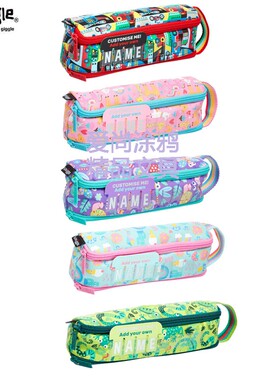 现货-澳洲smiggle儿童NAME双层帆布带提手大容量笔袋 开学礼物