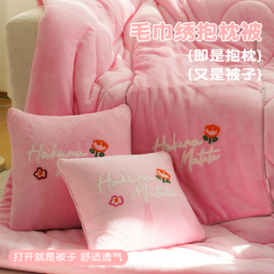 折叠加厚抱枕被子二合一办公室沙发车载午睡汽车牛奶绒靠垫枕头被