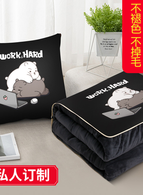 二合一抱枕被子两用午睡毯子汽车载珊瑚绒空调被枕头来图DIY定制