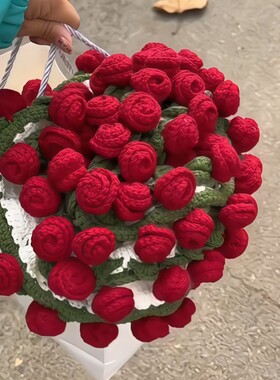 玫瑰花束毯子材料包毛线