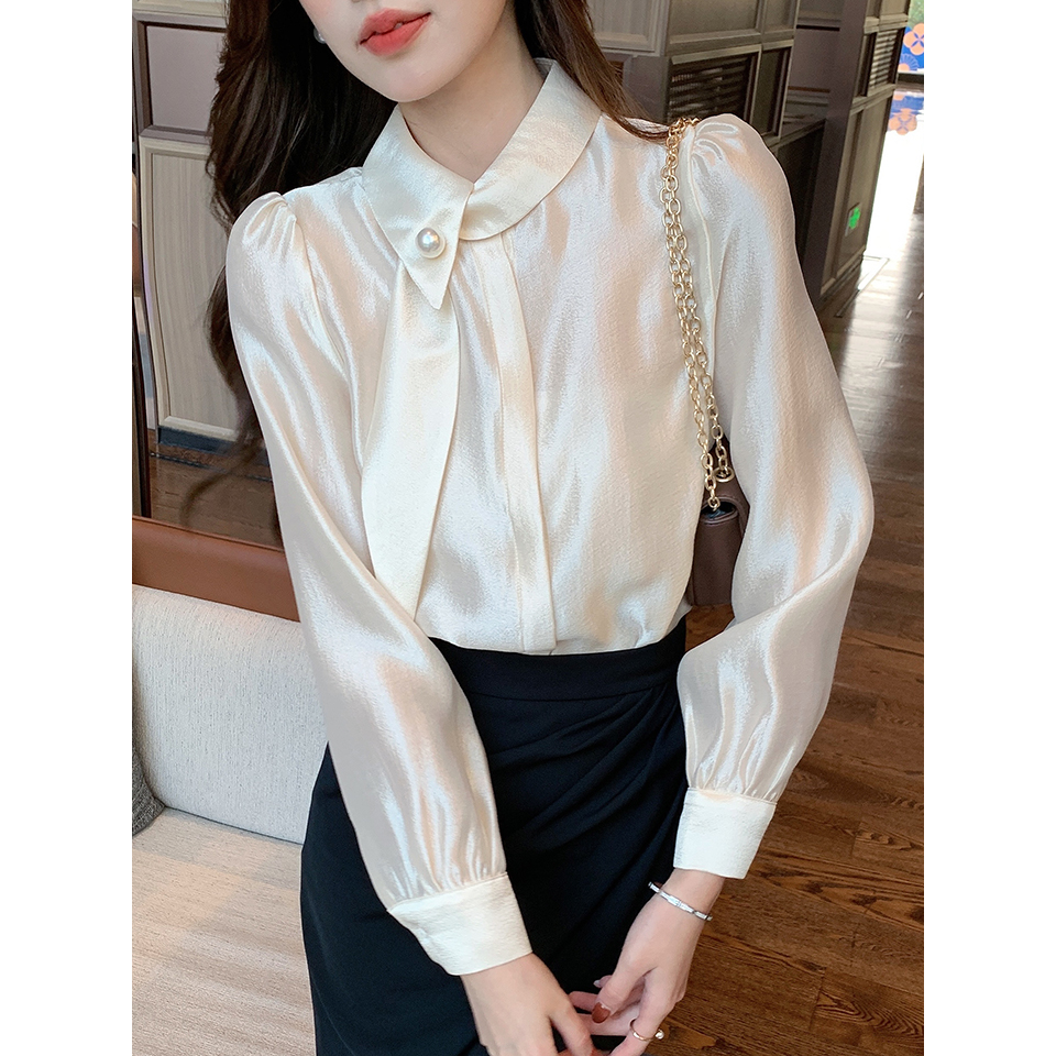 2025春季新款韩版微胖穿搭名媛气质减龄小众长袖衬衫女上衣小衫