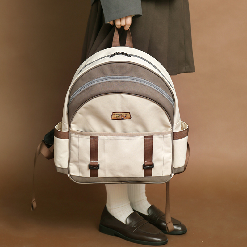 印树inso校园女双肩包尼龙撞色