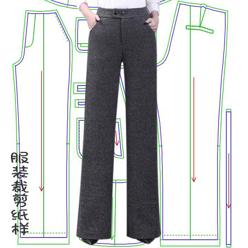 女裤高腰宽松直筒阔腿裤裁衣图纸