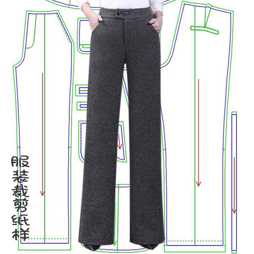女裤高腰宽松直筒阔腿裤裁衣图纸